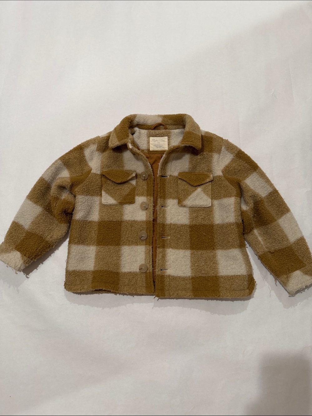 Rylee + Cru Brown & Cream Checkered Plush Shacket
